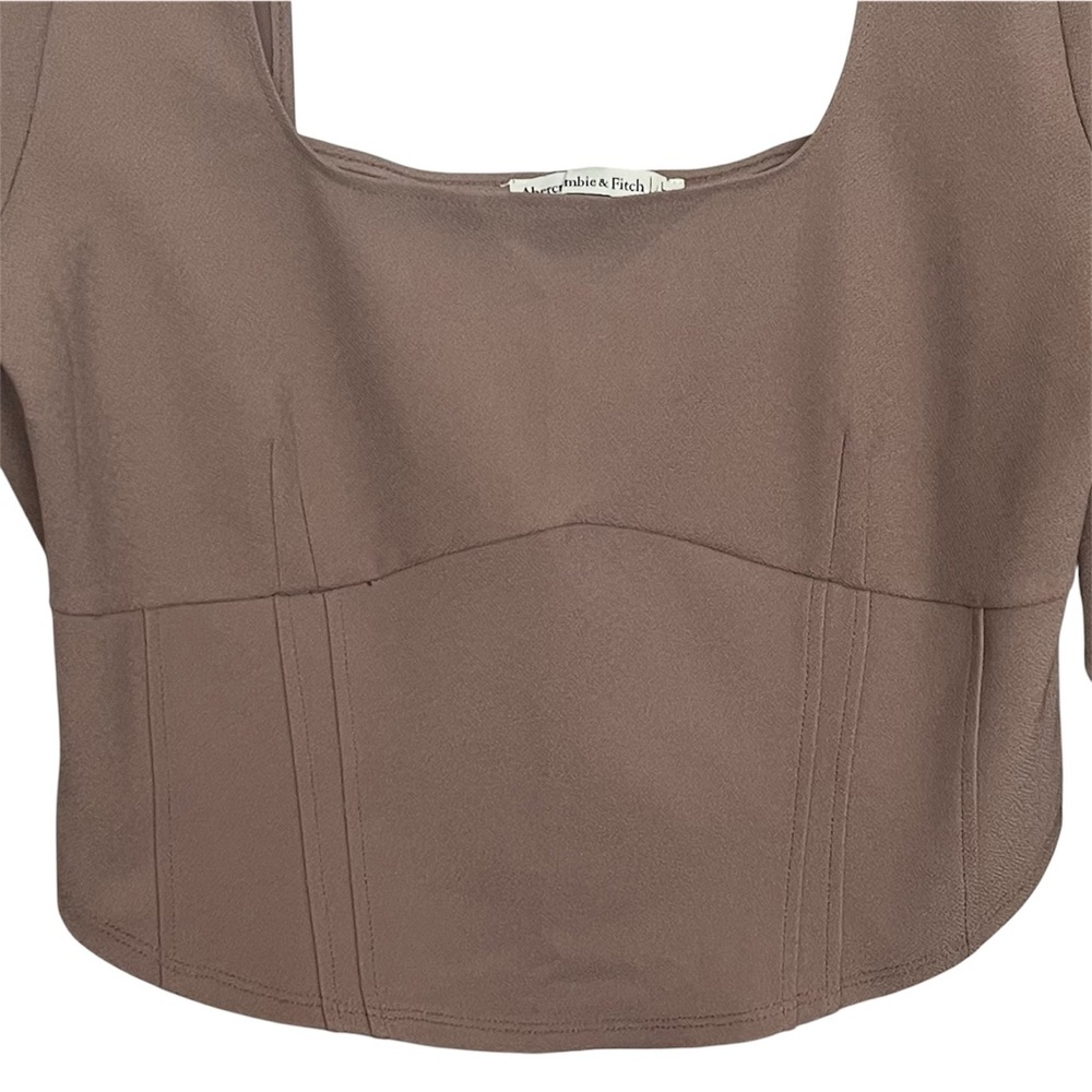 NWT Abercrombie & Fitch Cropped Top SZ L Taupe Whimsygoth Corset Bustier Party - Picture 7 of 12
